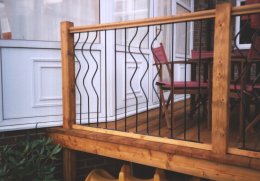 Close-up of wrought iron decorative railings