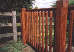 Close-up of wooden railing